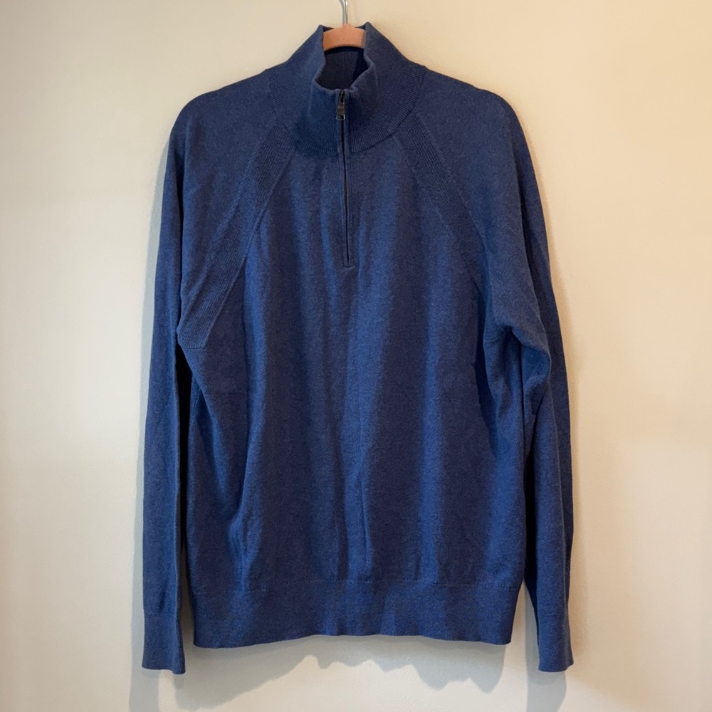 Men's Banana Republic Cotton Cashmere 1/4 Zip Mock Neck Sweater Size XL